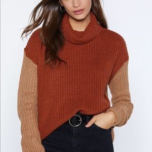 Nasty Gal Contrast Sleeve Roll Neck Jumper
